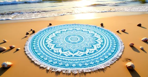 Vista 18 de Tapiz redondo de mandala indio, manta de playa, mantel de algodón gitano hippie bohemio, toalla de playa, esterilla de yoga