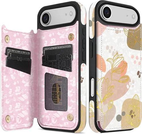 Vista 39 de NNH Funda tipo cartera compatible con iPhone Xs Max con bloqueo RFID, ranuras para tarjetas, folio de piel sintética, función atril, doble cierre