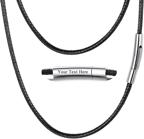 Vista 6 de PROSTEEL Collar de cuero impermeable para hombre, 0.079 in/0.118 in, 16 a 30 pulgadas, con cierre de acero inoxidable, cadena de bricolaje