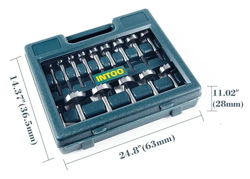 Vista 5 de INTOO Juego de brocas Forstner con vástago hexagonal, 16 piezas, mango multicara, juego de brocas para madera