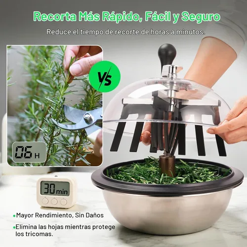 Vista 2 de VIVOSUN - Recortadora de hojas de brote de 13 pulgadas con cúpula transparente, cuchillas de acero inoxidable
