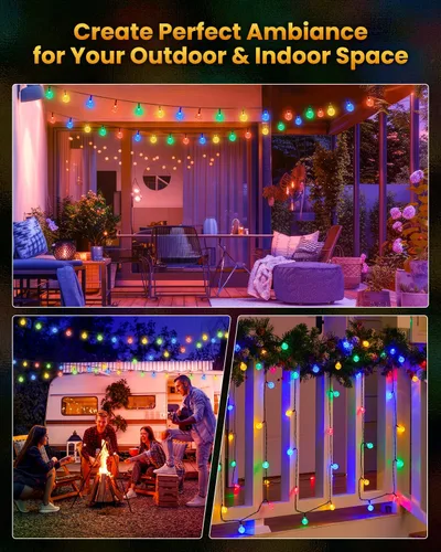 Vista 5 de Brightown Luces de Cadena Solares para Exteriores 60 LED 35.6 Pies Luces de Globo de Cristal con 8 Modos de Iluminación, Luces Solares Impermeables