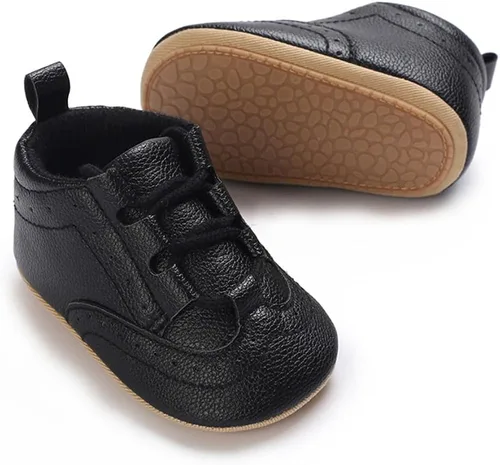 Vista 4 de LAFEGEN Mocasines clásicos de piel sintética para bebés, niños y niñas, suela suave, zapatos de vestir Oxford, zapatos de vestir planos