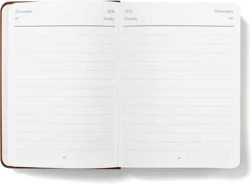 Vista 4 de Wykeham's Agenda diaria ejecutiva 2026 – Días festivos y formato – Personalización disponible (marrón, 6 x 4.5 pulgadas)
