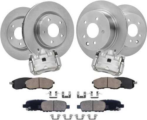 Vista 78 de Detroit Axle - Kit de frenos para Land Rover LR3 2005-2009, Rotores de freno deportivos Range Rover 2006-2009 y pastillas de freno de cerámica 2007