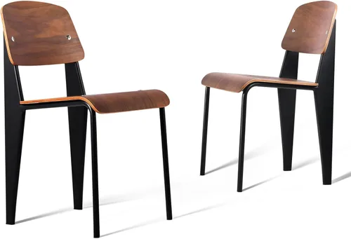 Vista 8 de LOKKHAN Sillas de comedor, sillas vintage de madera de metal para el hogar, desayuno, cafetería, taburete de respaldo, silla de estudio, sillas