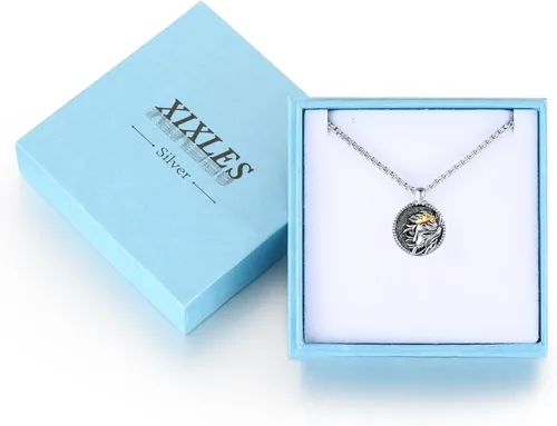 Vista 7 de XIXLES LionTiger Head Necklace 925 Sterling Silver Gold Plated Embossed Shiny 3D Animal Head Pendant, Charm TigerLion Medal Jewelry Gift for Men