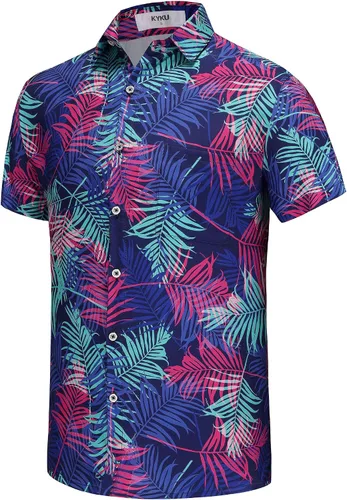 Vista 211 de KYKU - Camisa hawaiana funky para hombre, ropa tropical para vacaciones en Palm Beach