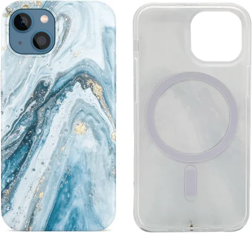 Vista 11 de Funda magnética para iPhone 13 y iPhone 14 de 6.1 pulgadas, compatible con carga MagSafe de poliuretano termoplástico suave, delgada, a prueba
