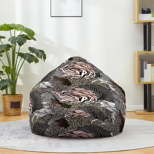 Vista 12 de Lukery Puf de almacenamiento con estampado de leopardo 3D para niños y adultos, puf rellenable (sin relleno), puf lavable para sala de estar, sofá