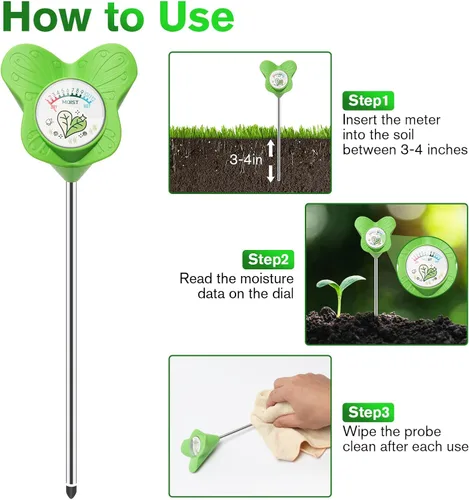 Vista 4 de UNIWA Medidor de humedad del suelo, medidor de agua para plantas de casa y plantas en macetas de interior, monitor de humedad del suelo para jardín