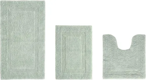 Vista 380 de Better Trends - Juego de 2 alfombras de baño 100% algodón, extra suaves, con borlas, de 17" x 24", alfombra de baño superabsorbente y reversible