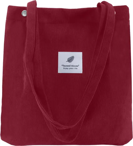 Vista 19 de Bolsa Tote de Pana para Mujeres Pequeña Bolsa de Lona para Hombro Bolsa de Mano de Pana con Bolsillo Interior 02 Verde Ejército