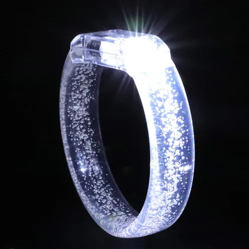 Vista 2 de Pulseras con luz LED, pulseras blancas brillantes, regalos de fiesta, suministros de juguetes para cumpleaños, Halloween, carnavales, fiestas