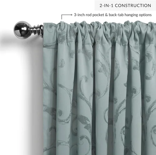 Vista 42 de Elrene Home Fashions Cenefa Opaca Jacquard Scroll Mia, 52" x 19" (1 Cenefa), Dorado
