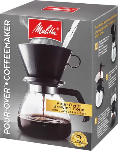 Vista 6 de Melitta Cafetera de 52 oz. con jarra de vidrio para café con goteo, negra