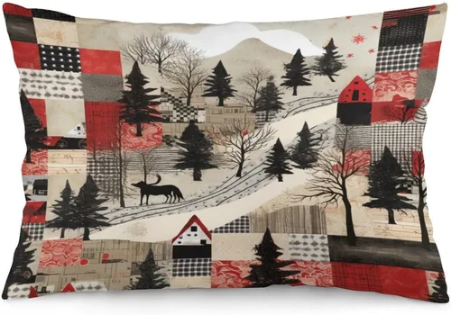 Vista 33 de Fundas de almohada con diseño de pingüinos de Navidad de 12 x 20 pulgadas, diseño de pingüinos en acuarela de Navidad, fundas de almohada