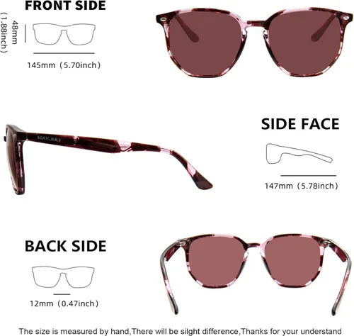 Vista 4 de MAXJULI Gafas de sol hexagonales polarizadas de gran tamaño para mujer, con marco de polígono TR90, 8821
