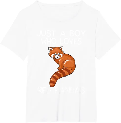 Vista 105 de Just A Boy Who Loves Red Pandas Gift - Camiseta con diseño de panda roja, Negro, S