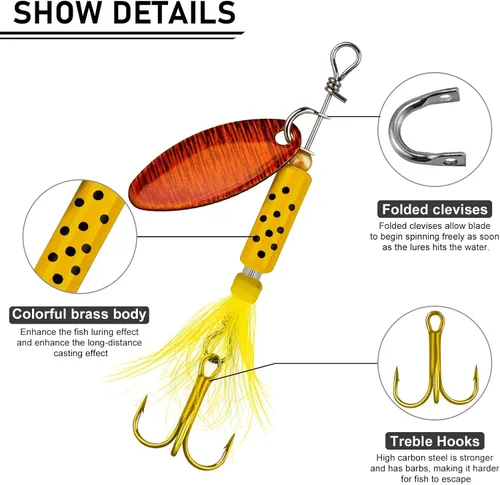 Vista 4 de THKFISH Spinnerbait Spinners Spinnerbait señuelos de trucha Señuelos de pesca para lubina trucha Crappie
