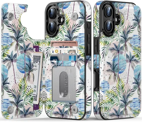Vista 318 de LETO para iPhone 15 Pro Funda tipo cartera - Tapa tipo folio con patada - Diseños de moda - Tarjetero - Funda protectora para mujeres y niñas - 6.1