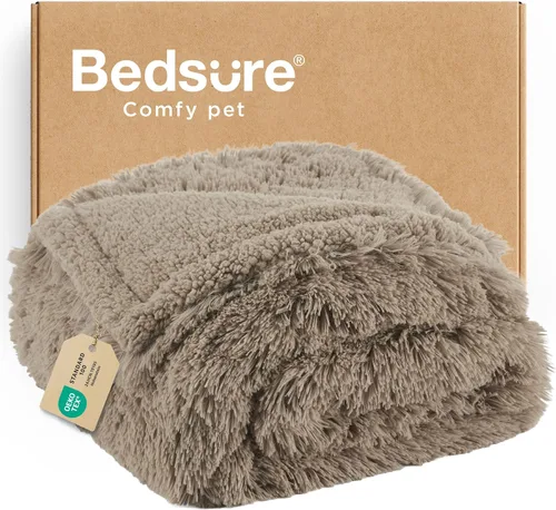 Vista 21 de Bedsure Mantas impermeables para perros grandes, piel sintética esponjosa, 50 x 60 pulgadas Plush Fuzzy Reversible Pet Blankets for Couch and Dog