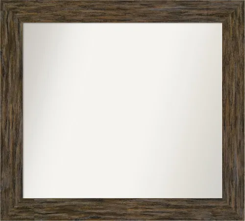 Vista 123 de Amanti Art Espejo personalizado, espejo de baño marrón Fencepost, espejo de pared o espejo de tocador de baño sobre el fregadero (27 x 27 pulgadas)