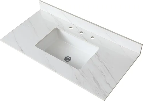 Vista 13 de Salpicaduras laterales para fregadero de baño de 22 x 4 pulgadas, tamaño universal para lavabo de baño, salpicaduras laterales de piedra