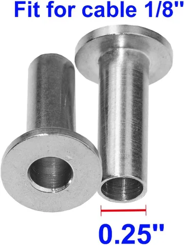 Vista 3 de Fundas protectoras para barandilla de cable de alambre de 1/8 pulgadas, postes de madera, barandilla de bricolaje, acero inoxidable T316 grado