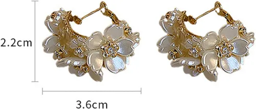 Vista 8 de Aretes para mujer, 1 par de aretes de aro geométricos brillantes con incrustaciones de diamantes de imitación a juego, aretes de círculo de empalme