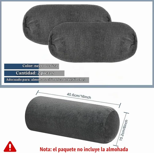 Vista 5 de Remerry 2 fundas de almohada cervical de terciopelo de 16 x 6 pulgadas con cremallera, solo fundas de almohada de cuello redondo, fundas de almohada