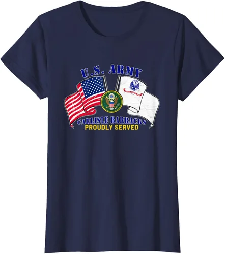Vista 16 de Carlisle Barracks Pennsylvania Pa Army Base Camiseta con bandera estadounidense, Negro