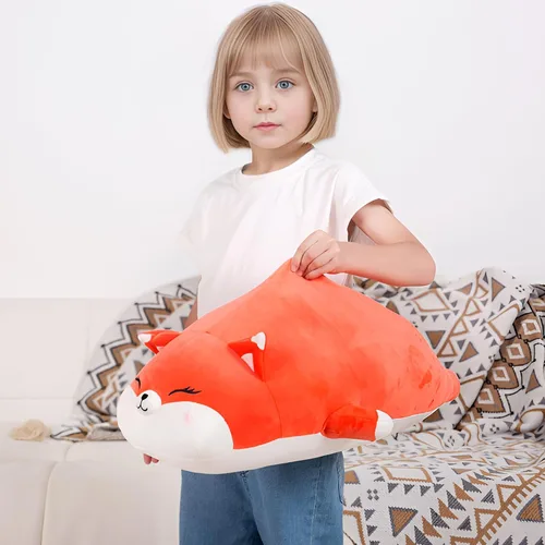 Vista 5 de FFxiong Peluche de zorro grande de 22 pulgadas, bonita almohada suave para el cuerpo, regalo para niños, niñas, niños, San Valentín, cumpleaños