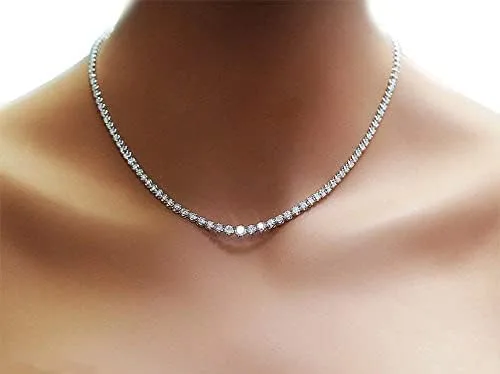 Vista 4 de NYC Sterling Nuevo collar de tenis de circonita cúbica redonda de 0.157 in para mujer