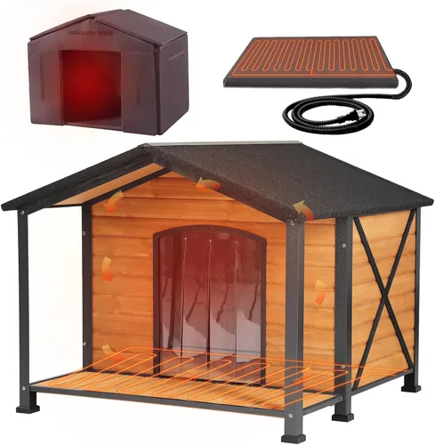 Vista 8 de Casa para perros para exteriores e interiores, perrera para invierno, refugio aislado para cachorros para perros pequeños, medianos y grandes, marco