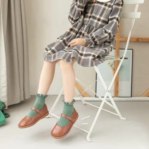 Vista 6 de Calcetines vintage de encaje al tobillo con volantes para niñas pequeñas