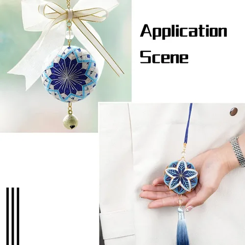 Vista 3 de Elecrelive DIY Bordado Temari Bola Azul Flor Bordado Hilo Bolas Estilo A01
