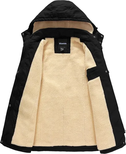 Vista 3 de Wantdo - Chaqueta de invierno gruesa con capucha extraíble para mujer
