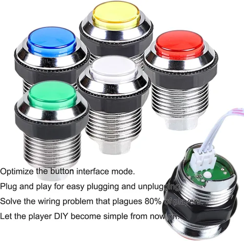 Vista 4 de EG STARTS Arcade Gamepads & Standard Controllers DIY Games MAME Kit 2 Ellipse Oval Joystick + 20 LED Chrome Buttons