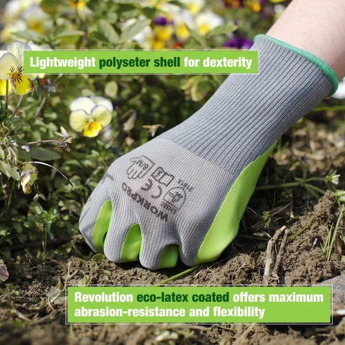 Vista 5 de WORKPRO 6 pares de guantes de jardín, guantes de trabajo con revestimiento de palma de látex ecológico, guantes de jardinería, guantes de trabajo