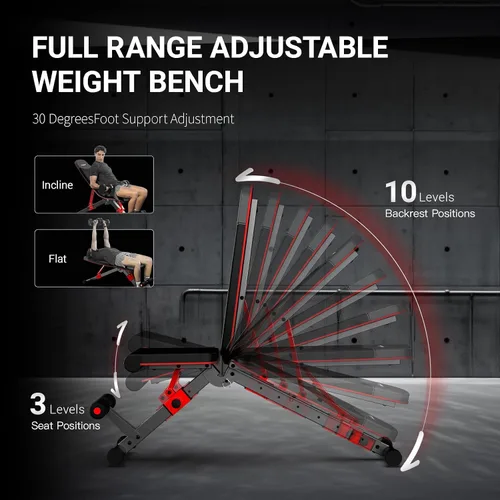 Vista 2 de HARISON Adjustable Weight Bench for Home Gym, Heavy Duty 800LBS Commercial Workout Bench, Multi-Position Incline Flat Decline Sit Up Bench for Full