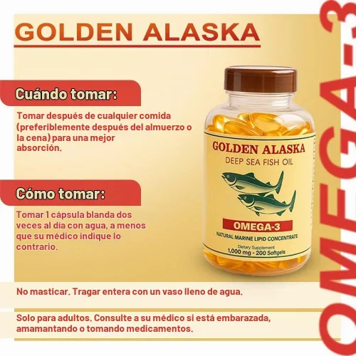 Vista 5 de NCB Golden Alaska Deep Sea Fish Oil Omega 3 EPA DHA 1000 mg, 200 cápsulas blandas