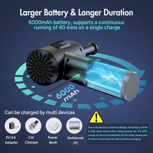 Vista 14 de Plumero eléctrico de aire comprimido, soplador de polvo de 3 engranajes para computadoras, kit de limpieza electrónica de teclado, kit de limpieza