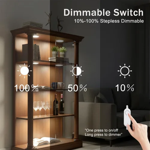 Vista 10 de Cefrank Smart Puck Lights - Paquete de 6 luces WiFi debajo del gabinete regulables 2700K-6000K LED Closet Shelf Display Gun Safe Jewelry Case
