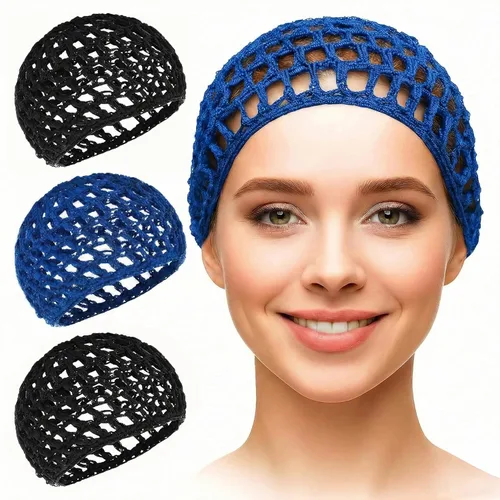 Vista 11 de KETAR 4 redes para el cabello para dormir, 5.5 x 7, gorra de malla viscosa Red para el cabello para prensa de seda; suave y cómoda para un uso
