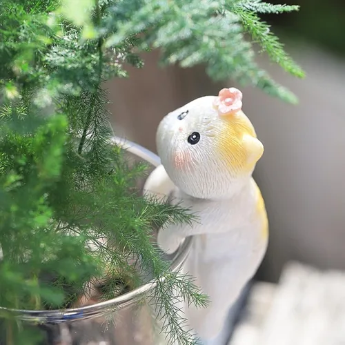 Vista 2 de Figuras colgantes de gato en miniatura, maceta y jarrón, abrazador lindo de resina, gatito, bonsái, terrario, decoración de borde de maceta, maceta