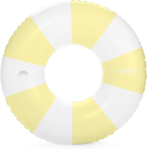 Vista 7 de FUNBOY Flotador inflable gigante de rayas azules con soporte para tazas, tubo interior de 48 pulgadas para adultos, tumbona de piscina