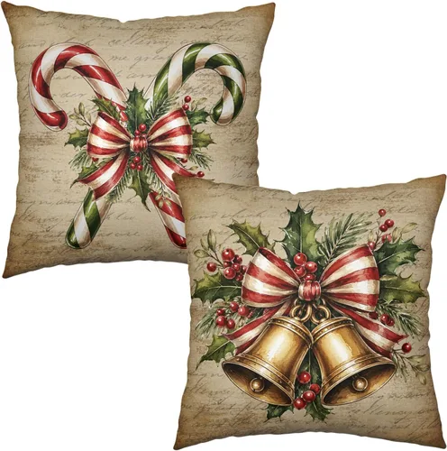 Vista 39 de Juego de 2 fundas de almohada de 16 x 16 pulgadas, diseño patriótico de bandera estadounidense con estrellas para exteriores, estilo casa de campo