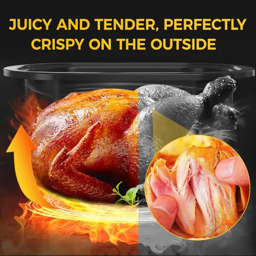 Vista 2 de Sunvivi Horno eléctrico asador de pavo de 20 cuartos de galón con tapa, tostadores eléctricos con bandeja extraíble, tostador grande, tapa