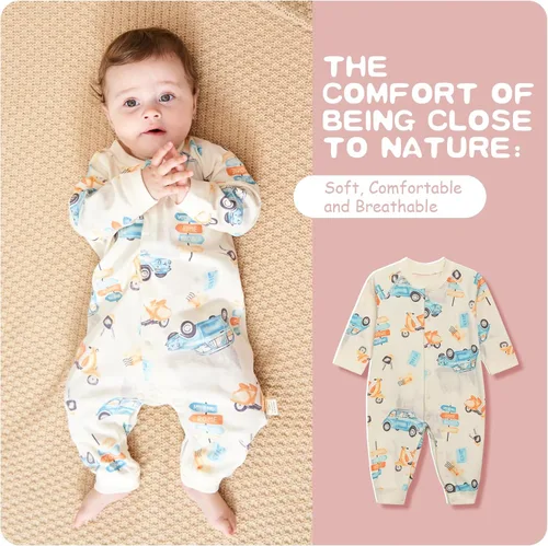 Vista 3 de Soft 100% Cotton Baby Boy Girl Unisex Romper Jumpsuits Newborns, Long Sleeve, 0-24 Months